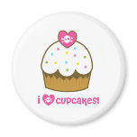 i love skull cupcakes fridge magnet