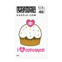 i love skull cupcakes postage