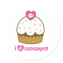 i love skull cupcakes stickers
