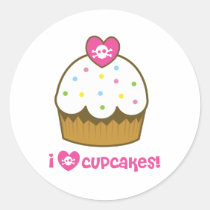 i love skull cupcakes stickers