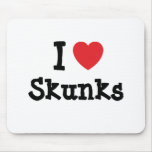 I love Skunks heart custom personalized Mouse Pads