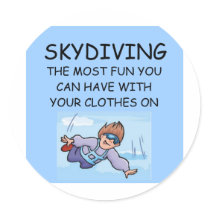 i love skydiving round sticker