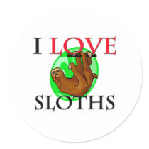 I Love Sloths Stickers