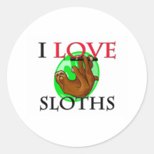 I Love Sloths Stickers
