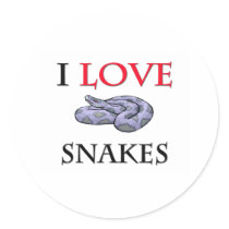 I Love Snakes Round Stickers