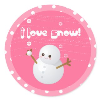I Love Snow Cupcake Topper Stickers sticker
