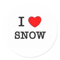I Love Snow Round Sticker