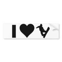I Love Snowboarding Bumper Sticker