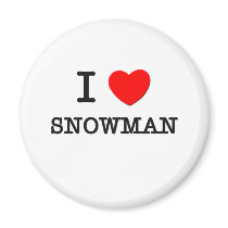 I Love Snowman Refrigerator Magnet