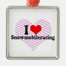 I love Snowmobileracing Christmas Tree Ornaments