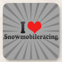 I love Snowmobileracing Drink Coasters