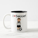I Love Soccer Mug - A soccer player with a soccer ball and kid style text that reads 'I (heart) soccer!'