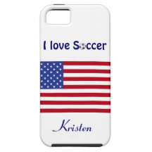 I Love Soccer/Soccer Ball-U.S. flag+Name iPhone 5 Cases