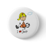 I Love Soccer Stick Figure Button