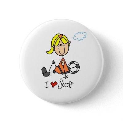 I Love Soccer Stick Figure Button