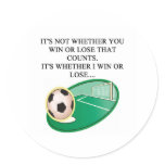 i love soccer round sticker