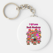 "I LOVE SOCK MONKEYS"   Gifts Keychain