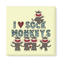 I Love Sock Monkeys Tshirts and Gifts Fridge Magnets