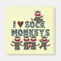 I Love Sock Monkeys Tshirts and Gifts Fridge Magnets