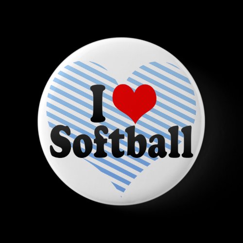 I Love Softball Pinback Button