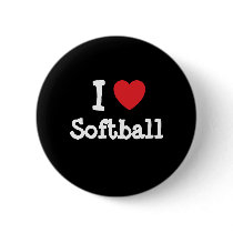 I love Softball heart custom personalized buttons