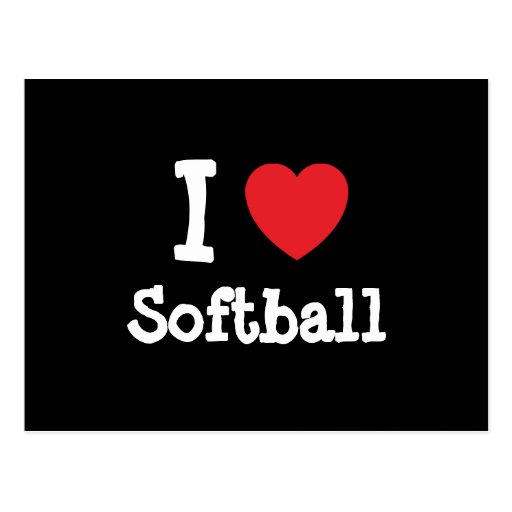 I love Softball heart custom personalized Postcard Zazzle