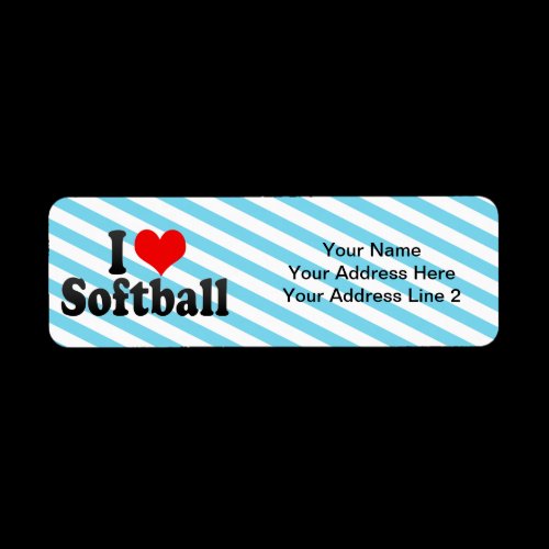 I Love Softball Custom Return Address Label