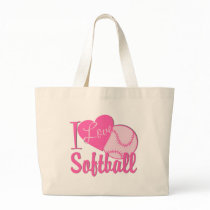 I Love Softball/ Pink Tote Bags