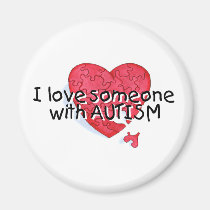 I Love Someone With Autism (Puzzle Heart) magnets