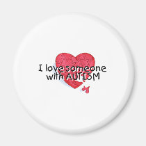 I Love Someone With Autism (Puzzle Heart) magnets