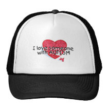 I Love Someone With Autism (Puzzle Heart) hats