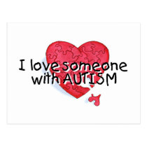 I Love Someone With Autism (Puzzle Heart) postcards