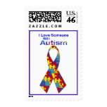"I Love Someone With Autism" (Puzzle Lettering) Postage Stamp