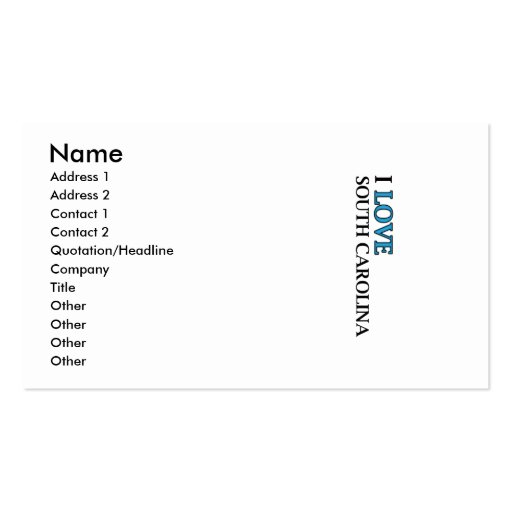 I Love South Carolina Design Business Card