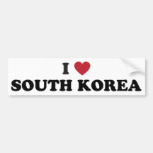 I Love South Korea Bumper Stickers