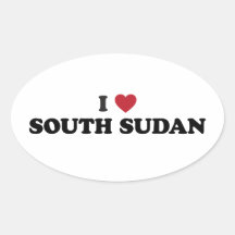 I Love South Sudan Oval Stickers