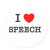 I Love Speech Round Stickers