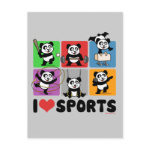 These six cute pandas are playing lots of different sports. There's a baseball panda, weightlifting panda, pommel horse panda, rhythmic gymnastics panda, rings panda and shot put panda. This makes a perfect gift for sports fanatics. Great for everyone who loves cute pandas and sport.