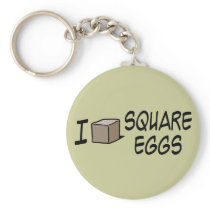 I Love Square Eggs Key Chain