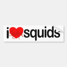 I Love Squids Bumper Sticker