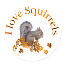 I Love Squirrels Stickers