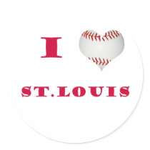 I Love St. Louis Baseball Round Sticker