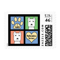 I Love Staffordshire Terriers Stamps