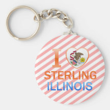 I Love Sterling, IL Keychains