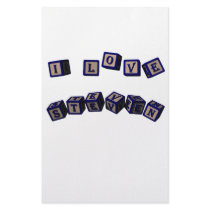 I love Steven toy blocks in blue Personalized Stationery