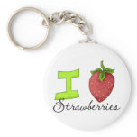 I Love Strawberries Key Chain