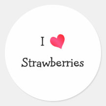 I Love Strawberries Round Sticker