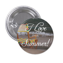 "I Love Summer" Beach Scene Button