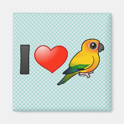 I Love Sun Conures Square Magnet