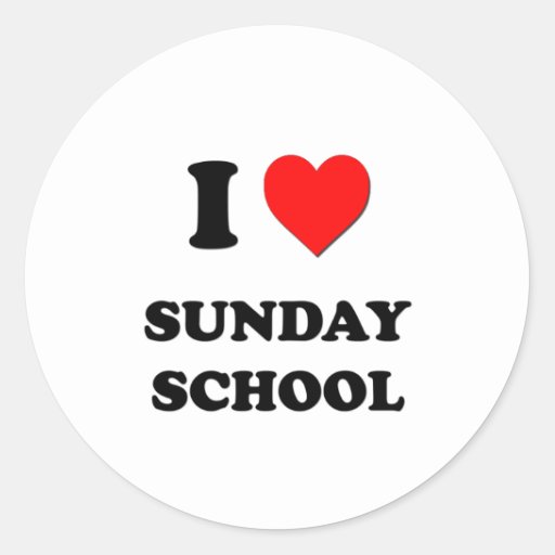 I Love Sunday School Classic Round Sticker | Zazzle